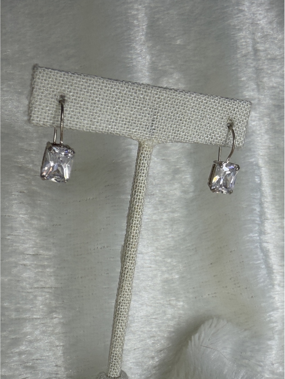 RARE Vtg Silpada W0353 Rectangular Cubic Zirconia Sterling Silver Earrings